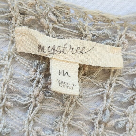 Crochet Open Knit Sleeveless Fringe Duster Cardigan Vest Summer Boho Hippie Cute - Picture 3 of 9